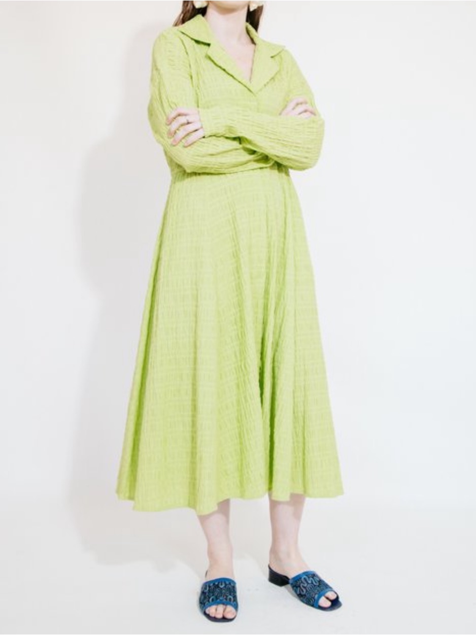 Nikki Chasin Reynolds Crinkle Collared Shirtdress Midi Dress Tan Butterscotch — image 5 of 8
